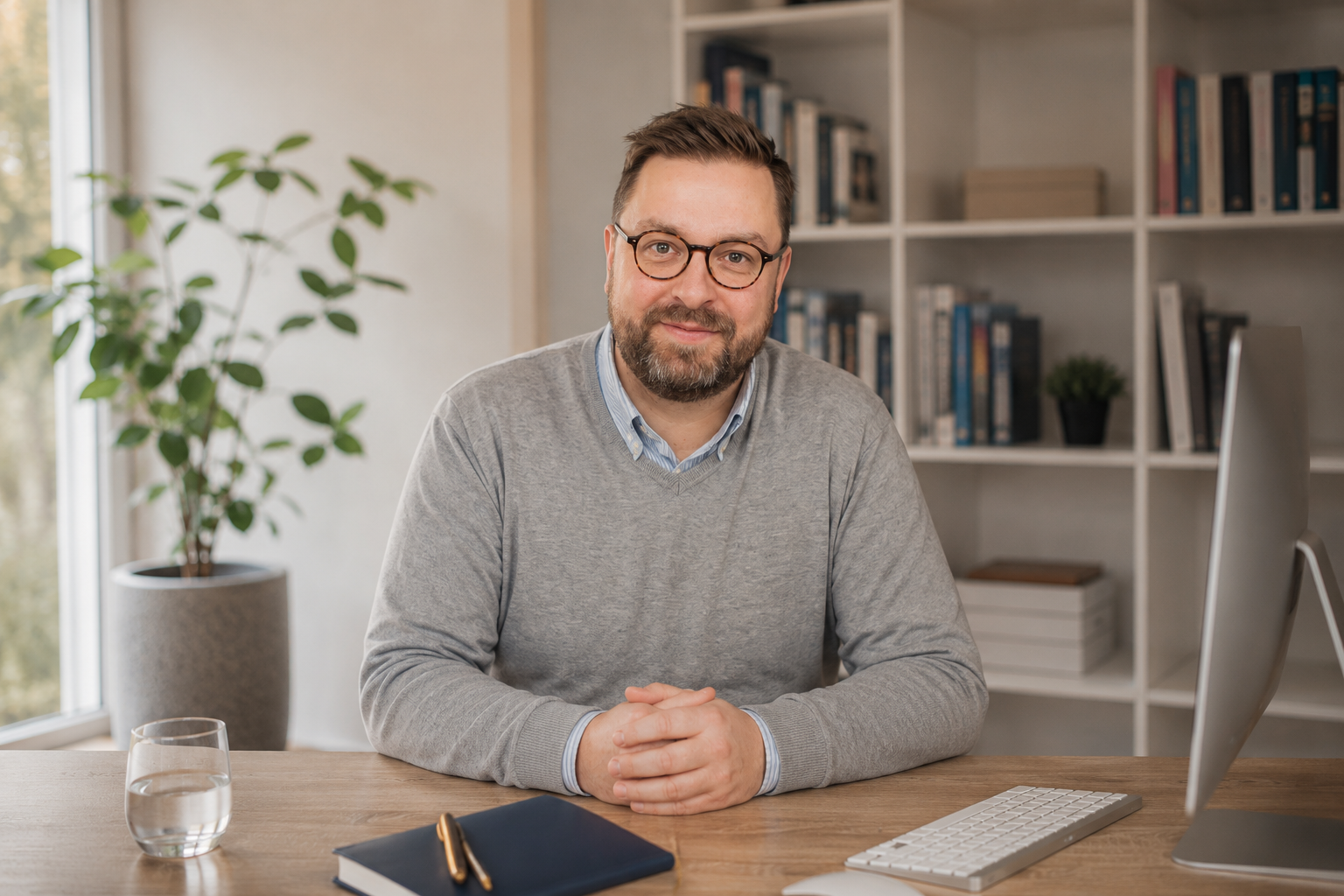 Tino Kählke, systemischer Personal Coach, am Schreibtisch